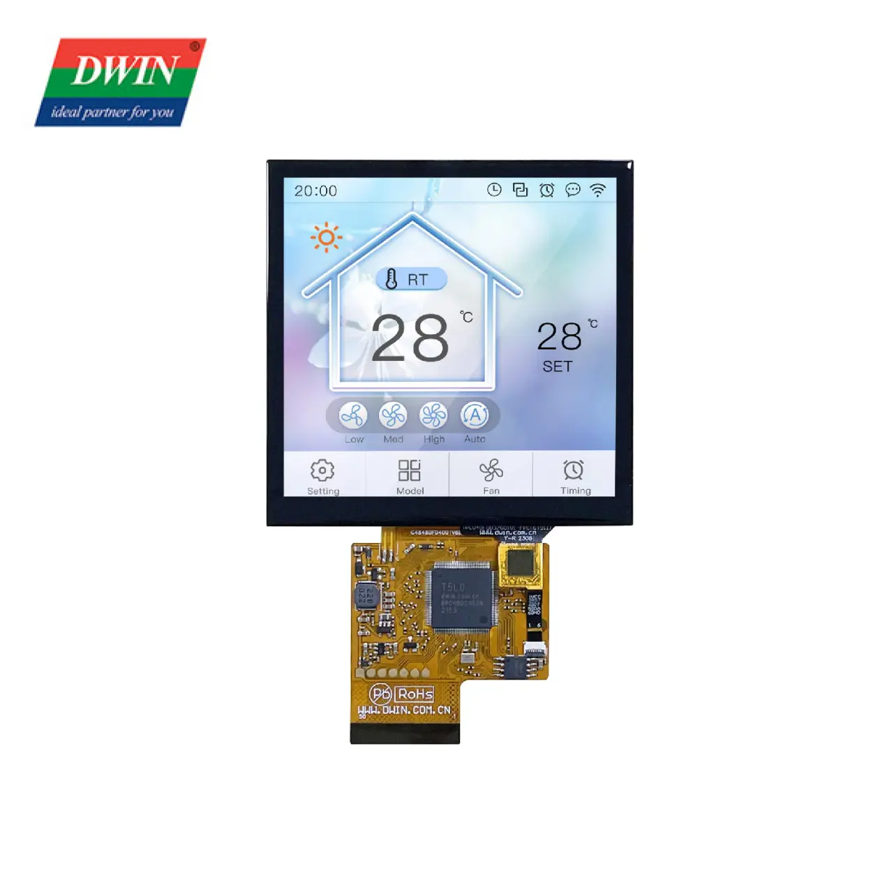 Écran LCD ultra fin 4 "480*480 carré TFT LCD écran tactile Interface utilisateur 50 broches fonctionnant avec STM32/ESP32