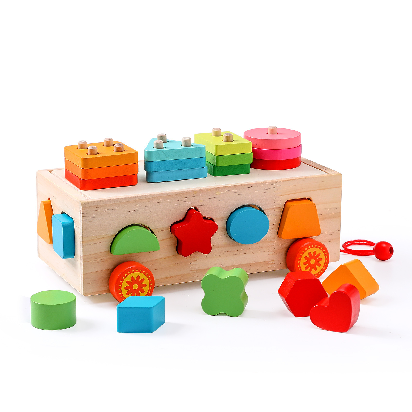 Set di carrelli con colonne in legno