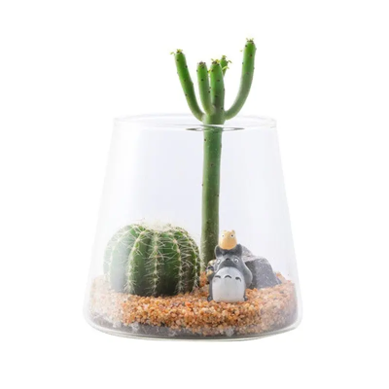 Decorazioni per la casa vasi vasetto terrario con coperchio vetro trasparente rotondo vetro moderno pianta terrario fiore Logo personalizzato accettabile
