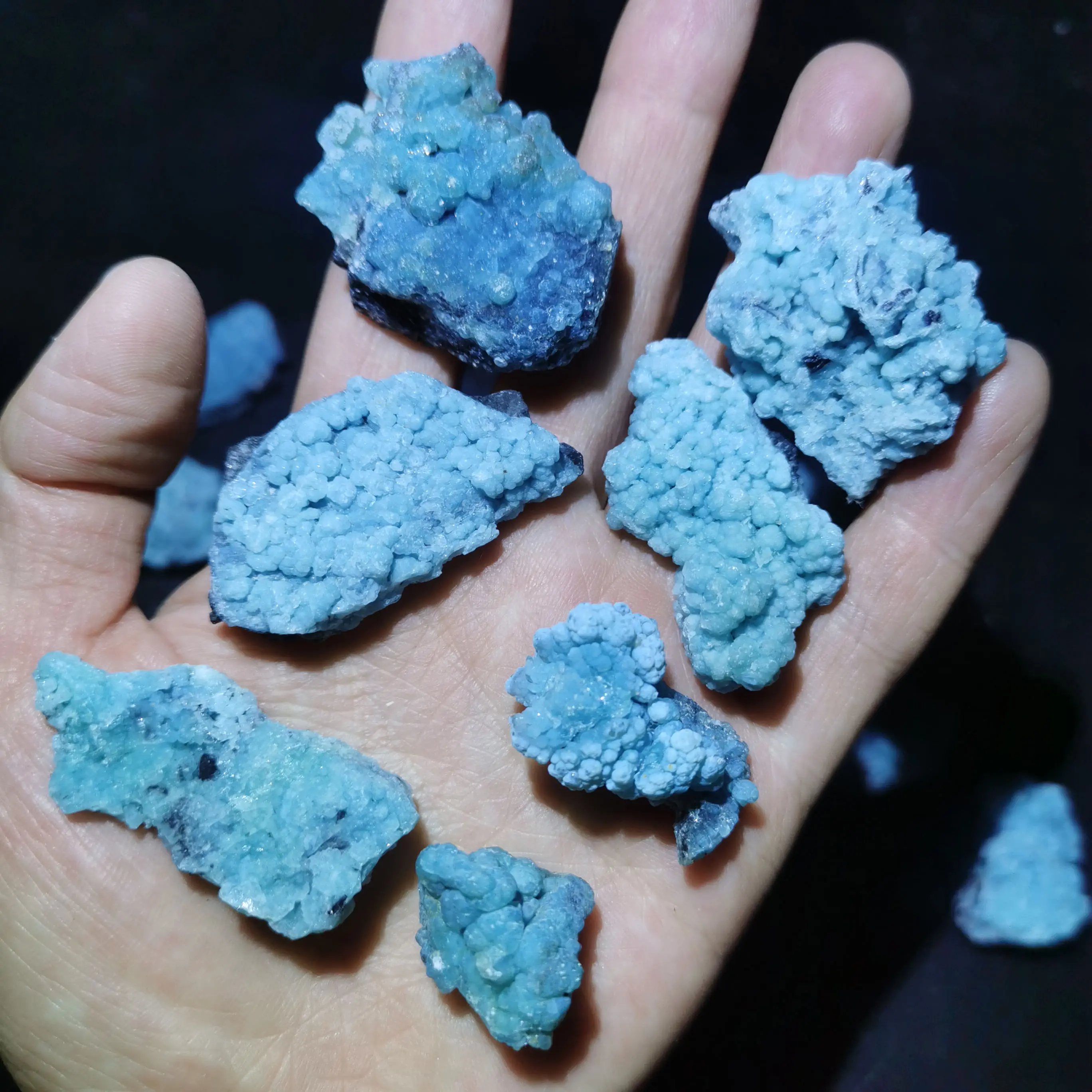 Batu Alam Butiran Biru Kristal Mineral, Koleksi Batu Kasar untuk Penyembuhan