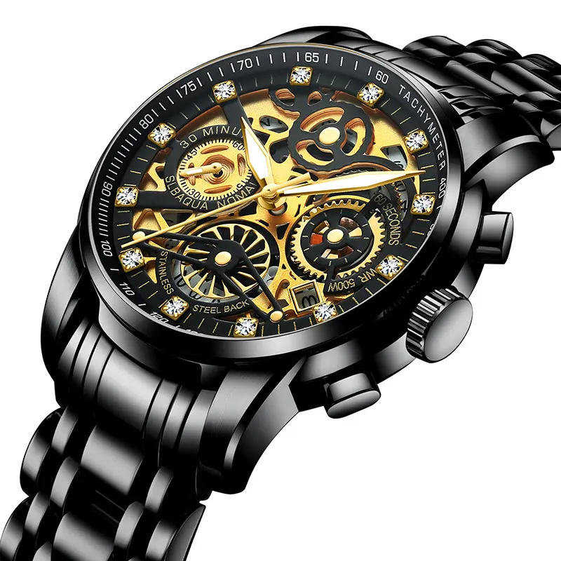 ONTHEEDGE Reloj Hombre Gold 2021 Luxus Mode Quarz Armbanduhr Analog Chronograph Herren uhr Wasserdicht