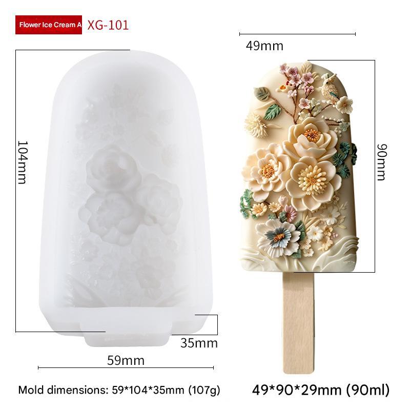 Glace aux fleurs