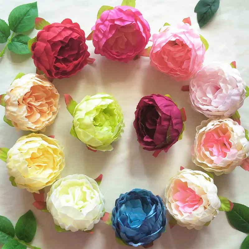 Flores artificiais para decoração de parede, venda a granel de flores artificiais de peônia, 9cm, preço barato, sem hastes, rosa, várias cores, diy, flores artificiais para decoração de parede