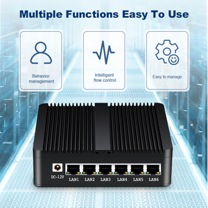 Enrutador sin ventilador Firewall Ce-leron J1900 Procesador Dispositivo de red Linux Wifi Sim 6 puertos Ethernet Ubuntu Mini ordenador Pc