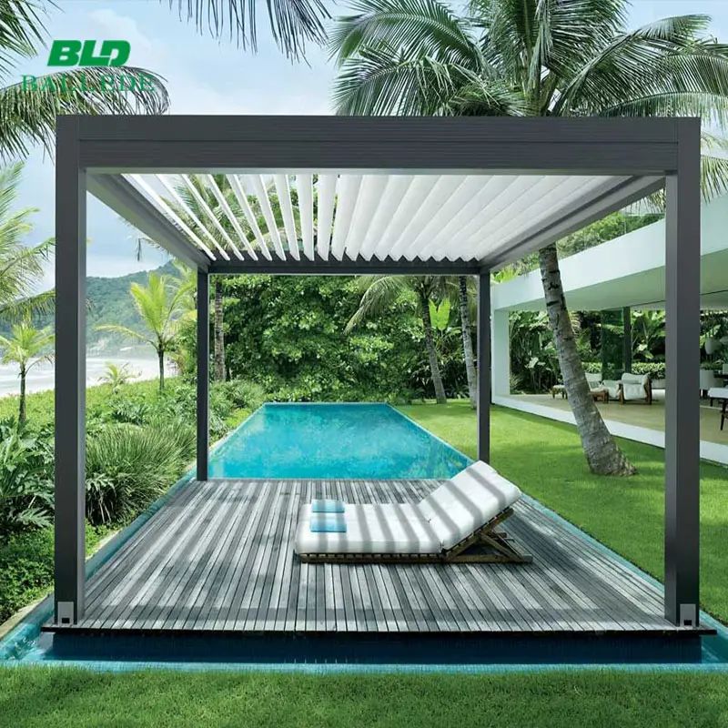 Ajustável grelha telhado jardim gazebos impermeável outdoor elétrico alumínio gazebo pérgola dossel