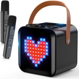 İki mikrofon ve ev ve dış mekan kullanımı için çok stil LED ışıkları ile SP-100 Karaoke Bluetooth akıllı hoparlör - Product Image 1