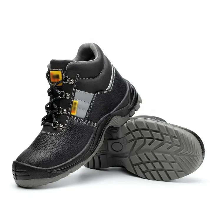 安全靴卸売り高品質帯電防止革鋼つま先男性オリジナル建設作業ブーツ