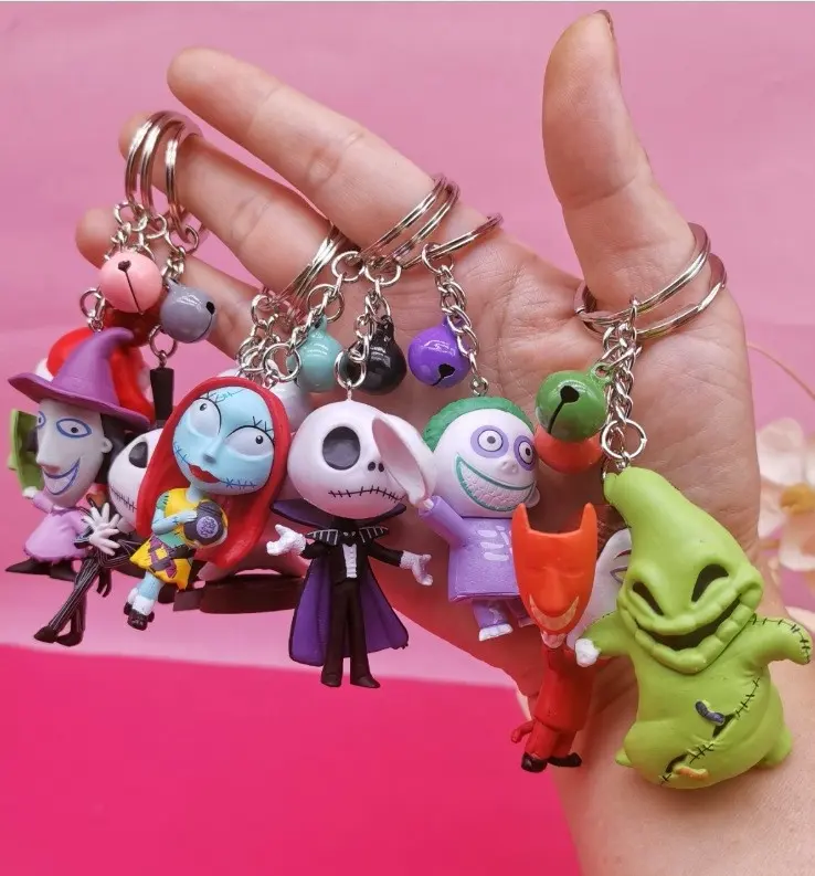 H5CM 10pcs/set The Nightmare Before Christmas figure jack and sally keychain Figures Set horror keychains