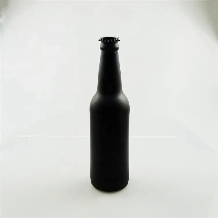 Bouteilles de bière en verre noir mat, vide, avec capuchon en couronne noire, 330ml, 1 pièce