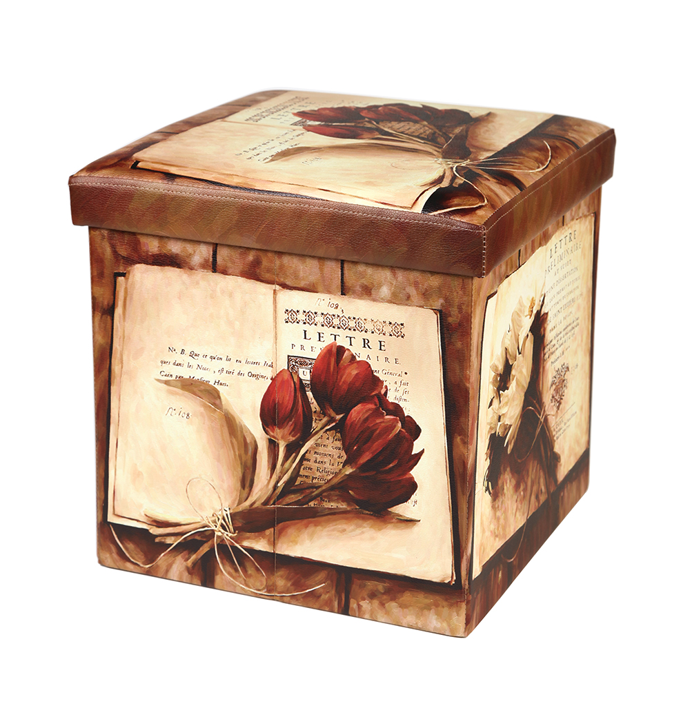 retro floral designs foldable stool high quality ottoman leather storage ottoman and new pouf chair living room