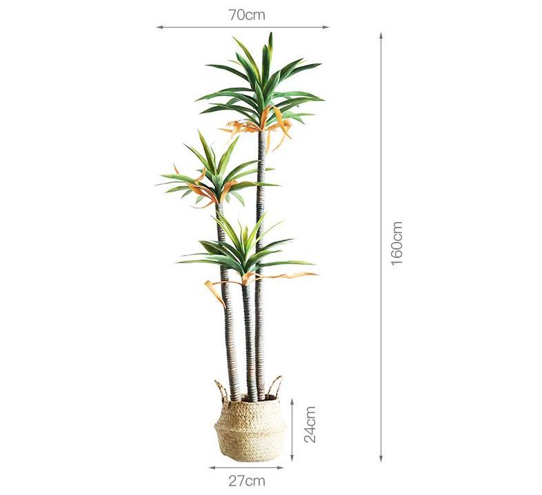 Plante en pot en fer hollandais à trois pôles de 1,6 m + GRAND panier en herbe marine