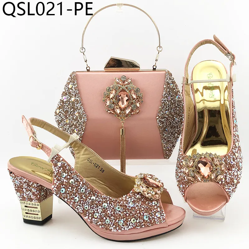 african matching shoes and bag set for nigeria nigeria bag and shoes set italian ladies elegant designs party QSL021