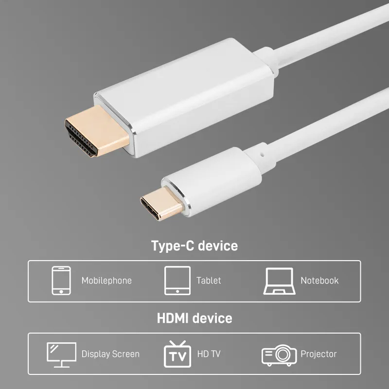 완벽한 품질 전화 TV HDMI 케이블 USB 유형 C HDMI 케이블 4 천개 60 헤르쯔 유형 c HDMI 케이블