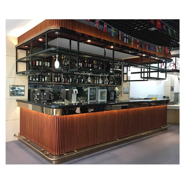 Barra de café de madera moderna para restaurante, mostrador de bienvenida para bar, cajero