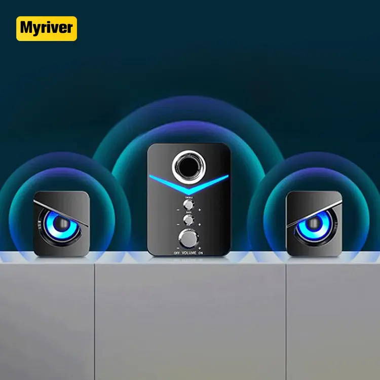Myriver Portable multimédia filaire Usb ordinateur système de son Surround haut-parleurs Led Pc Gaming Heavy Bass Rgb haut-parleurs amplificateur