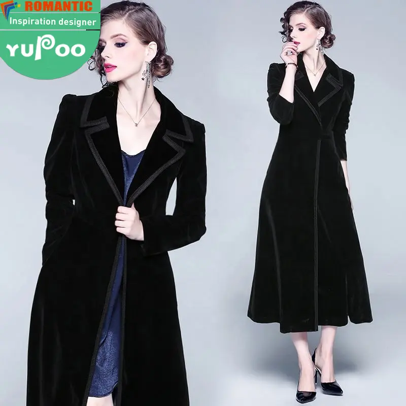 Распродажа с фабрики, зимнее новейшее роскошное бархатное модное двубортное повседневное Черное женское длинное зимнее пальто в европейском стиле