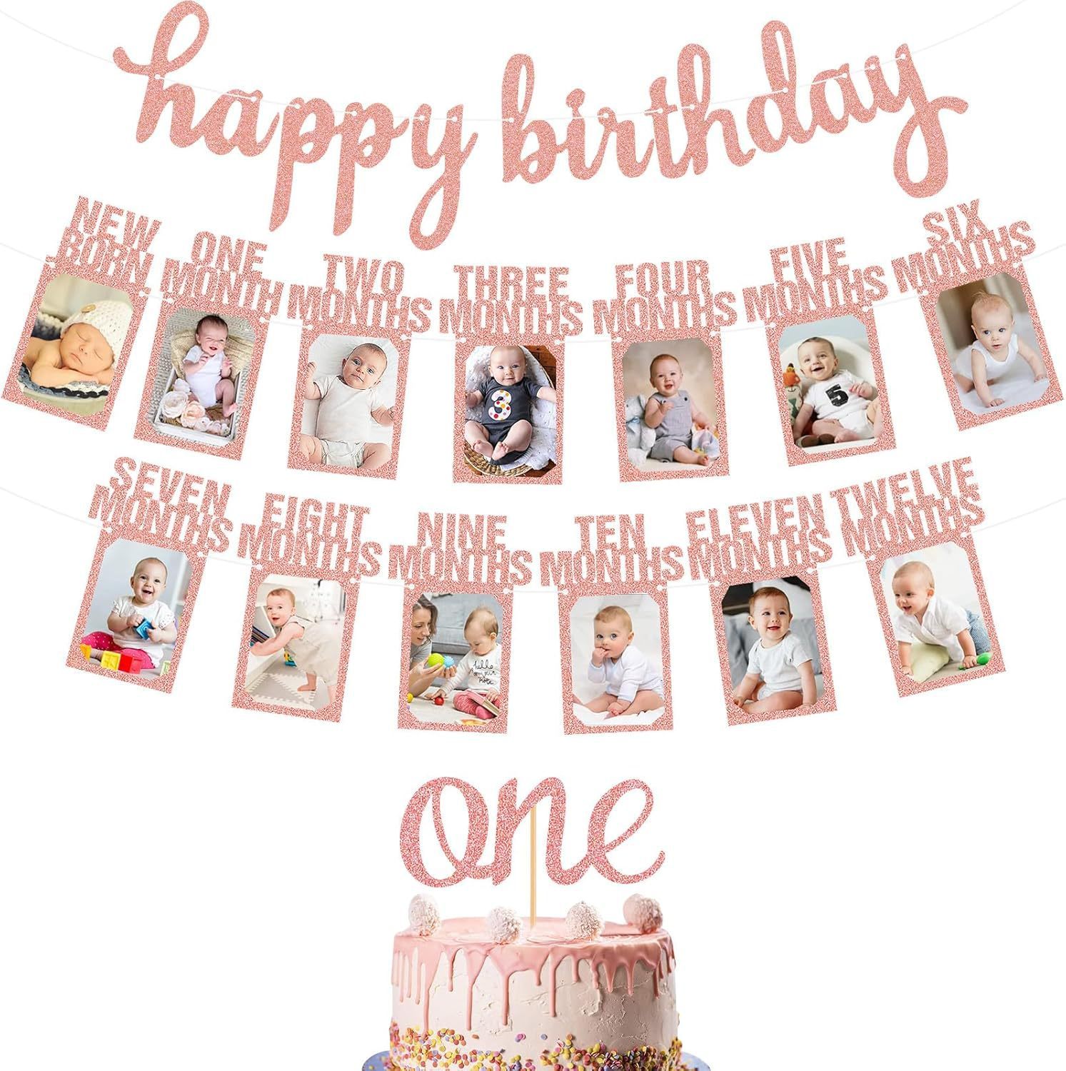 Rose gold happy birthday set - one size fits all