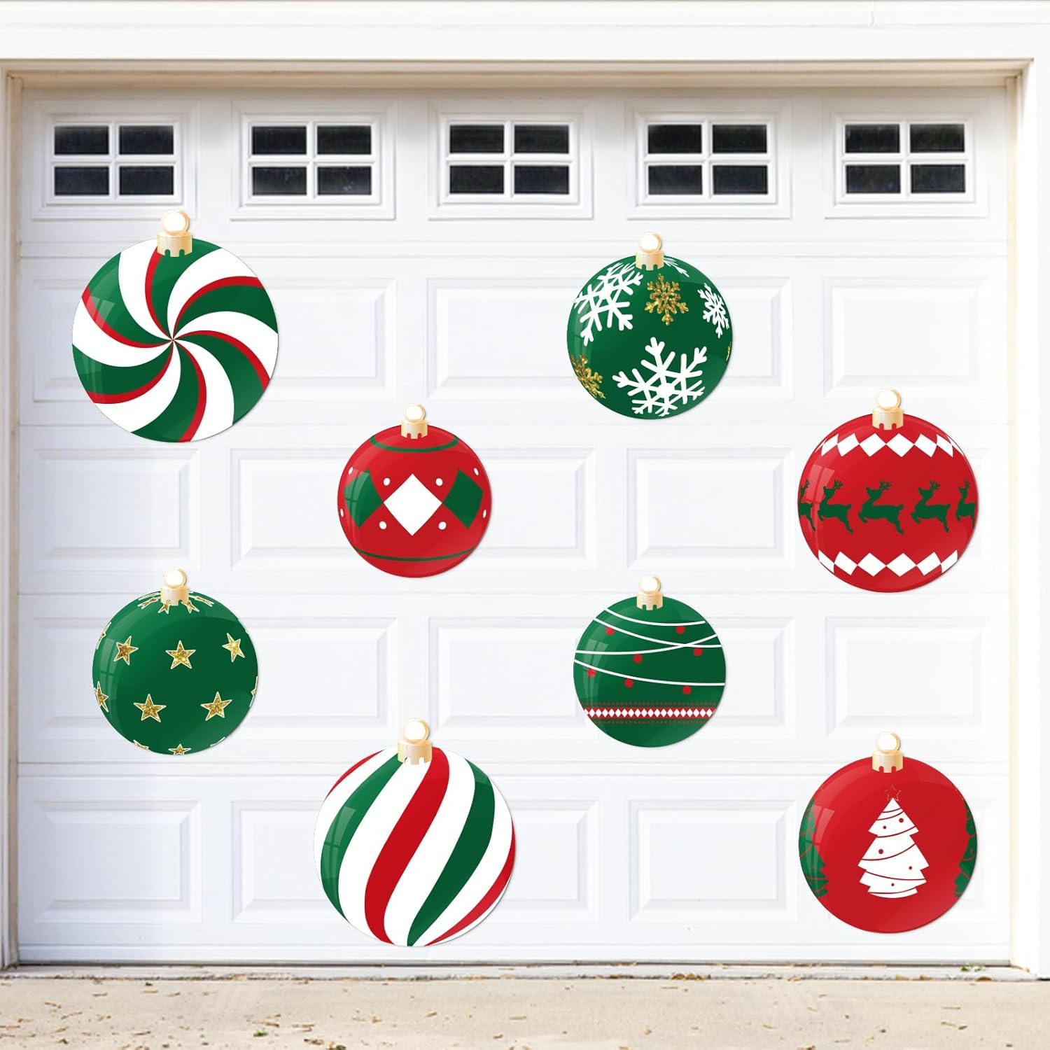 สติกเกอร์แม่เหล็กติดประตูโรงรถลายลูกบอลคริสต์มาส 10 ชิ้น