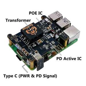 Raspberry Pi 5 PoE HAT con activación de disparador PD tipo C alimentación a través de Ethernet 802. 3AF/at 5V/4.5A 25W para RPi5 - Product Image 3