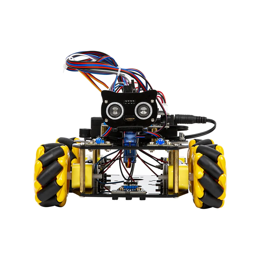 ACEBOTT ESP32 Kit Robot roda Omni, Kit pemula mobil Robot kamera pintar dapat diprogram untuk arduino