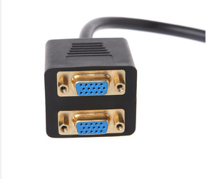 Male to Female <strong>VGA</strong> Y <strong>Splitter</strong> Cable <strong>VGA</strong> to Dual <strong>2</strong> Converter Adapter for Computer PC Monitor Camera HDTV Microphone Applications - Product Image 3