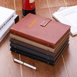 Druckknopf verschluss Geprägtes Logo Lose blatt planer Red Pu Leather Custom Notebook mit Karten einsatz Nachfüllbare Journal abdeckungen - Product Image 5