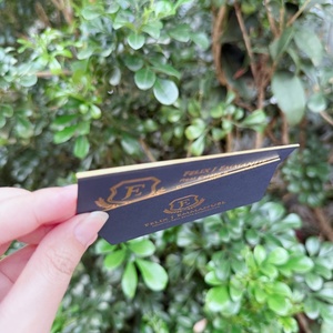定制金箔豪华蓝色纸板压花访问名片现货UV印刷名片带标志 - Product Image 3