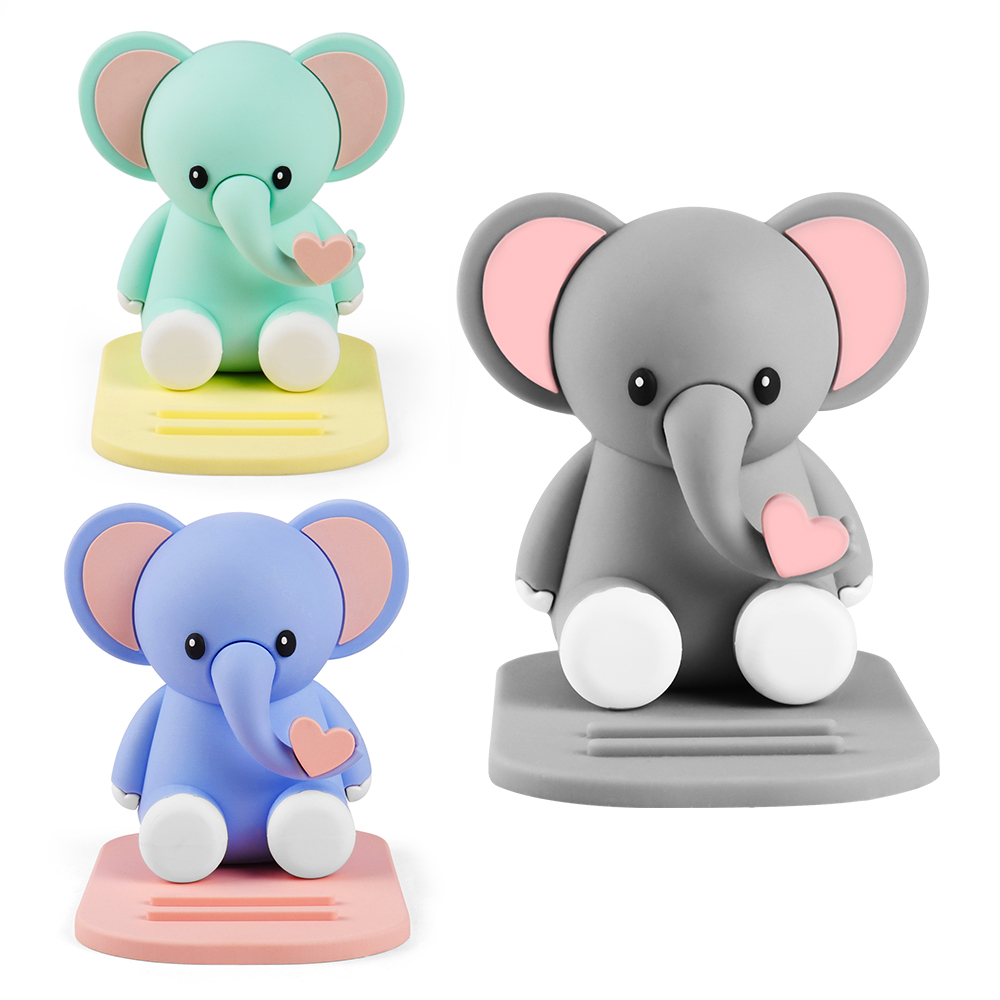 Support de téléphone en forme d'éléphant gris
