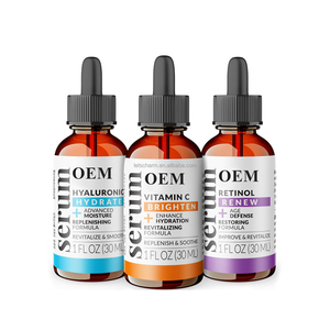 Siero Anti-invecchiamento etichetta privata OEM: vitamina <span class=keywords><strong>C</strong></span>, retinolo e acido ialuronico per le rughe e la correzione del cerchio scuro - Product Image 1