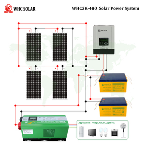 3000瓦太阳能套件太阳能系统家用离网3KW太阳能系统家用电池 - Product Image 2