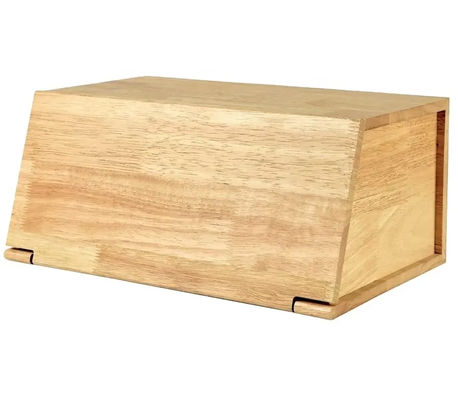 Assembly Free Large Capacity Natural Vintage Bread Food Storage Bin Container Wooden Bread Box