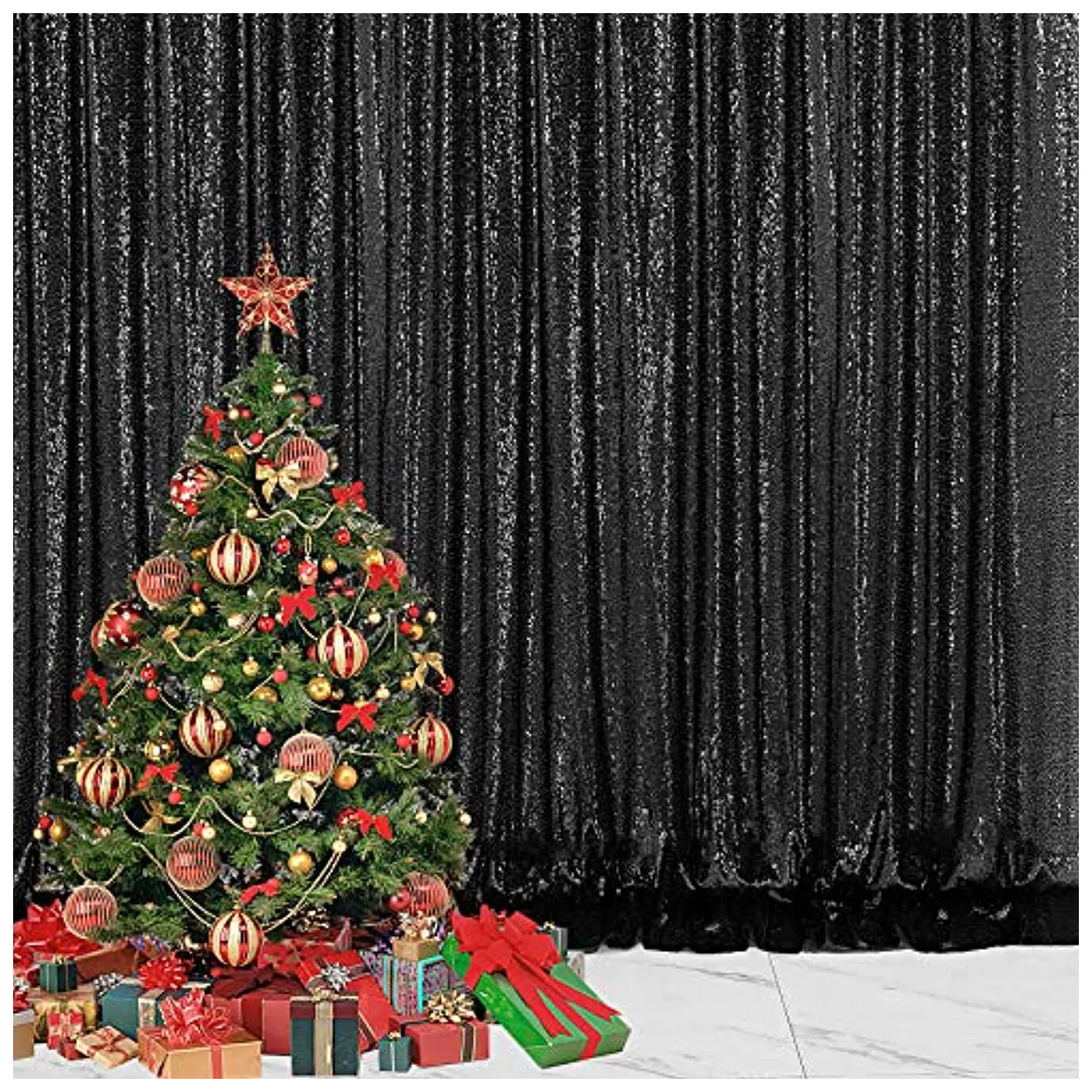 2022 Sale 8 x8ft Concert Studio Prom Weihnachts vorhänge Hintergründe Glitter Mermaid Hochzeit Pailletten Hintergrund Vorhang für Baby party