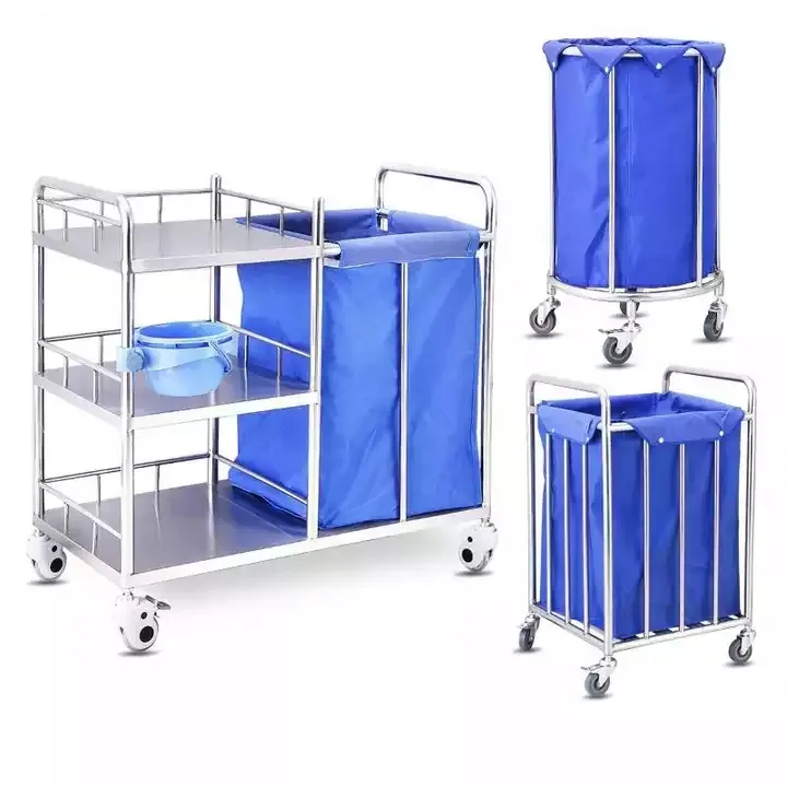 Carrello per biancheria infermieristica per rifiuti medici in acciaio inossidabile per attrezzature ospedaliere carrello per biancheria Mobile per allattamento carrello per biancheria sporca