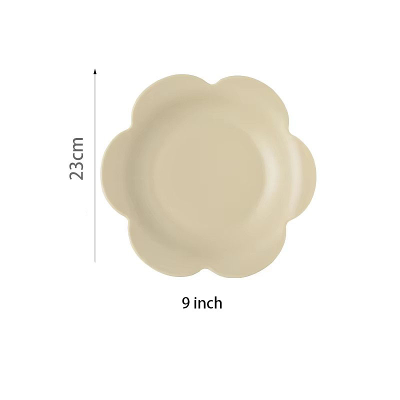 Assiette creuse de 23 cm avec motif émaillé beige