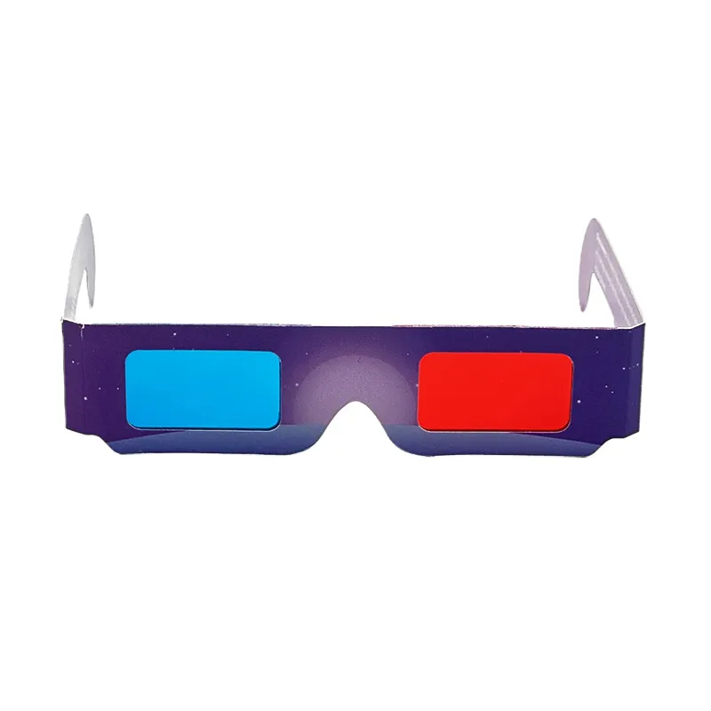 टीवी डीवीडी वीडियो और प्रोमोशनल उपहारों के लिए सस्ती कीमत एनाग्लिफ़ 3डी चश्मा कस्टम डिज़ाइन लाल नीला 3डी पेपर चश्मा