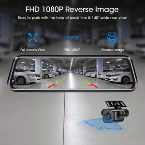 10英寸后视镜仪表盘凸轮后视镜摄像头前后1080P备用摄像头FHD全触摸屏w循环记录，重力传感器 - Product Image 5
