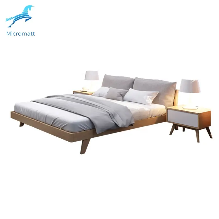 Juego de dormitorio, marco de muebles, cama King Size de madera de lujo moderna Doble