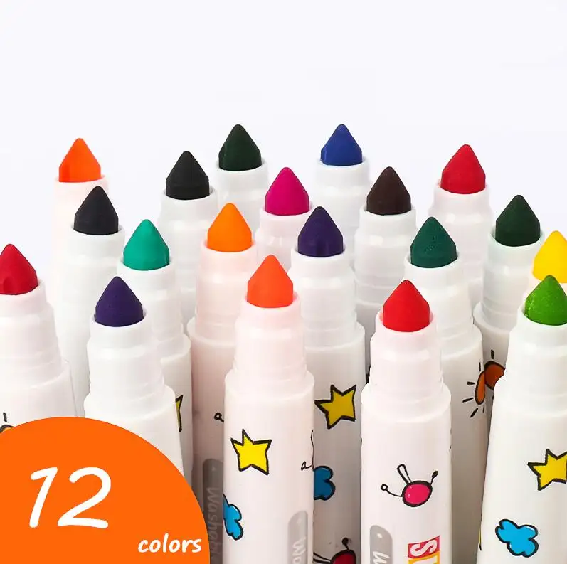 Color Pen Set Não Tóxico Broad Line Escova Dica Colorido Marcadores de arte lavável Toddlers Desenho E Colorir Plumones Punta Pincel