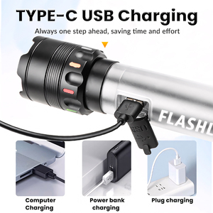 ไฟฉาย LED ซูมได้, ไฟฉาย USB Type-C สามารถชาร์จได้รองรับเอาท์พุตไฟฉายกันน้ำลูเมนสูงพร้อมไฟฉายแม่เหล็ก - Product Image 4