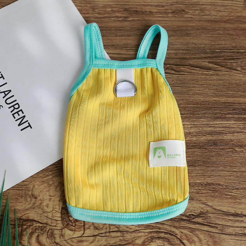 Camisole en soie glacée à blocs de couleurs - bleu et jaune