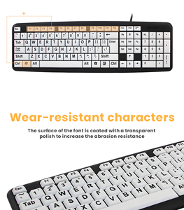 Teclado de computadora de impresión grande, teclado de alto contraste USB con cable con letras impresas de gran tamaño para personas con baja visión - Product Image 5