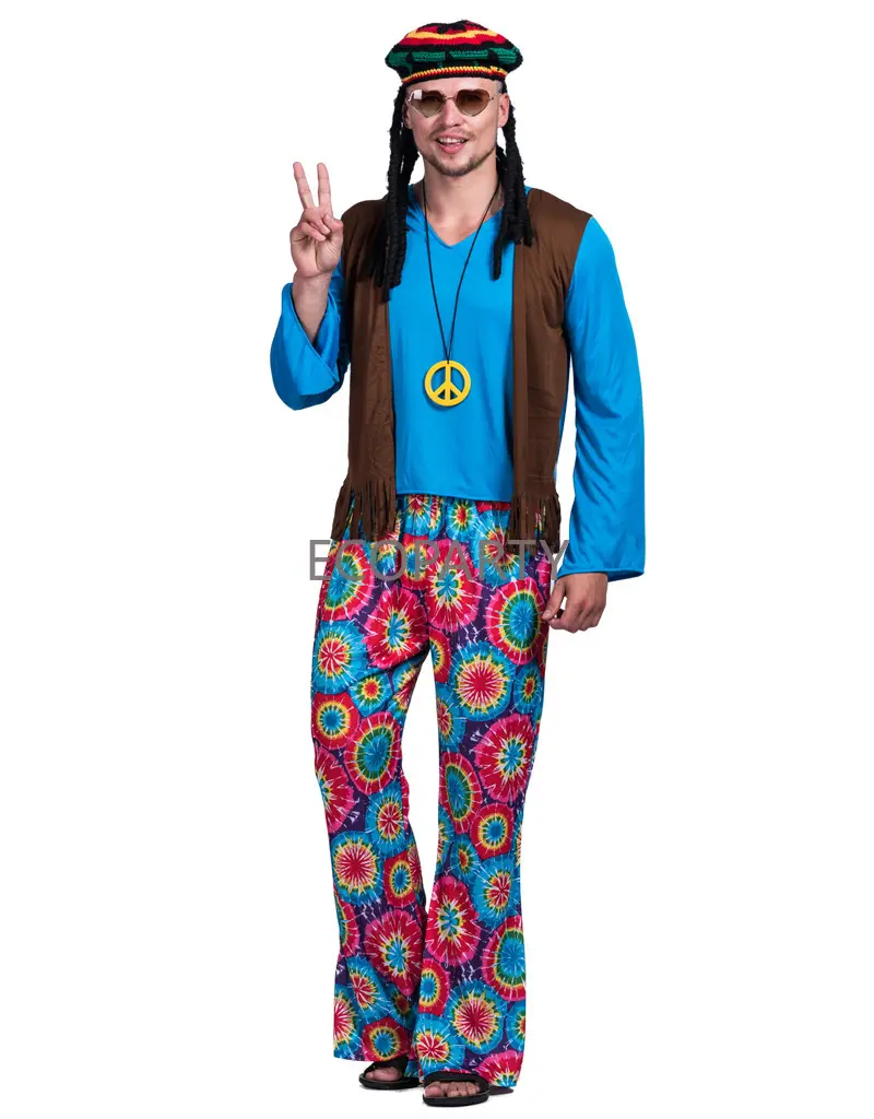 Fulfilled drop ship Halloween Party Cosplay Men Hippie Costume 60's 70's disco hip hop costumes dance cloth sets