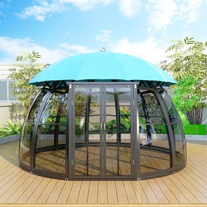 <strong>Gazebos</strong> New Design Luxury Round <strong>Gazebo</strong> Pavilion Waterproof Anti-UV Poly Roof Garden Round <strong>Gazebo</strong> with Aluminium Frame PC Board - Product Image 2