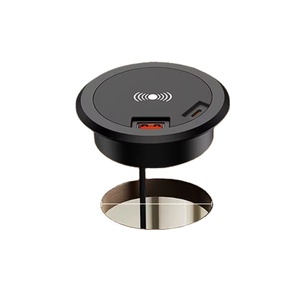十大最畅销产品圆形多合一台式15w无线充电器USB a型C型家具插座快速充电 - Product Image 1