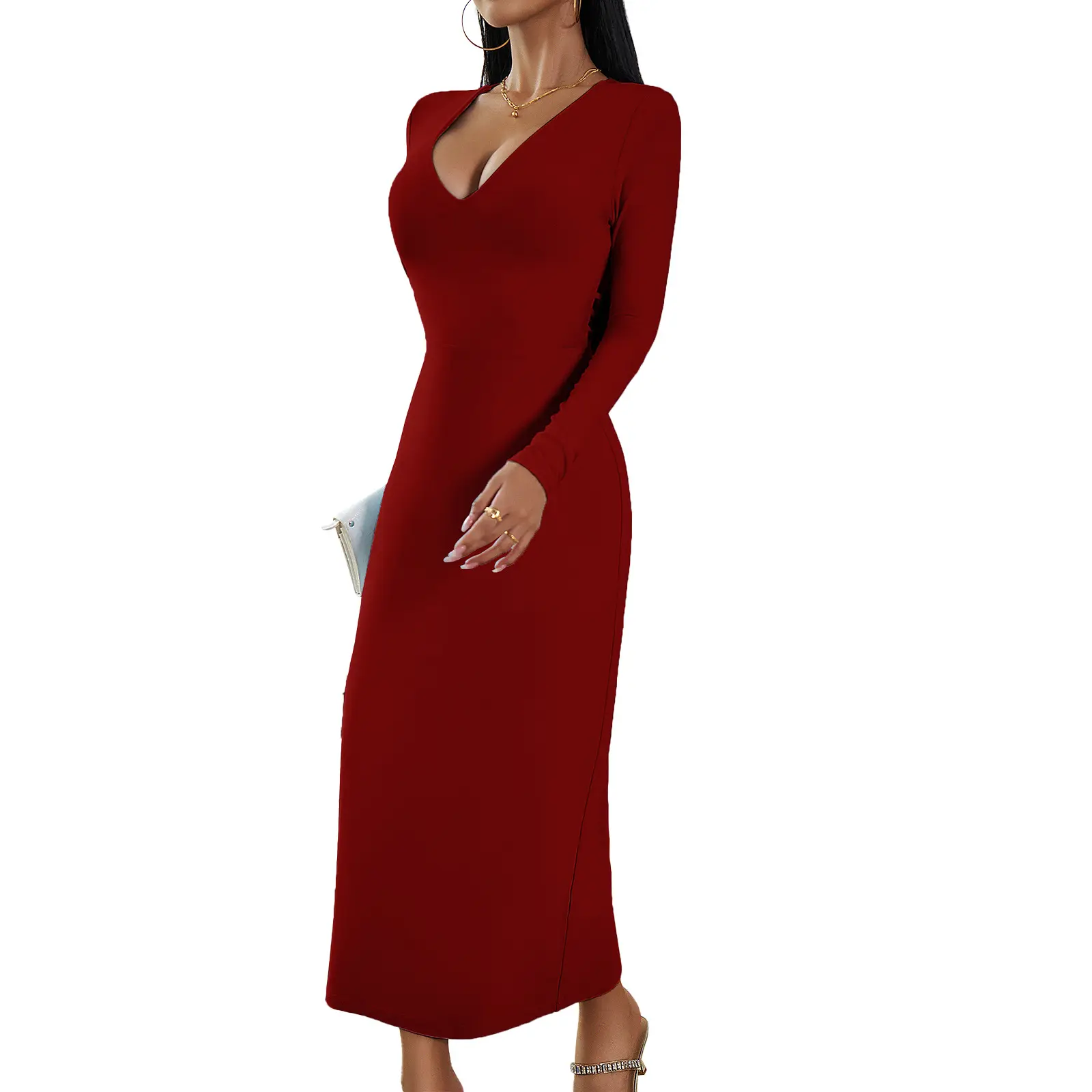 D543 महिलाओं की सेक्सी सस्ती बॉडीकॉन स्लिप मैक्सी ड्रेस कैजुअल स्फेटी स्ट्रैप्स बैकलेस लाल लंबी मैक्सी बॉडीकॉन ड्रेस