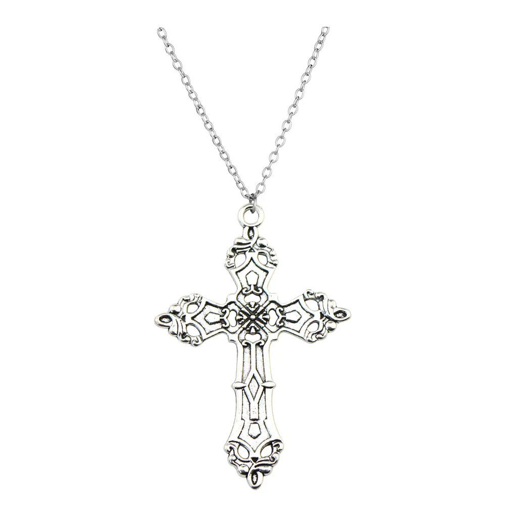 Collier pendentif croix Vintage pour femmes et hommes, ras du cou gothique, accessoires de bijoux gothique Grunge homme grand Crucifix créateur esthétique