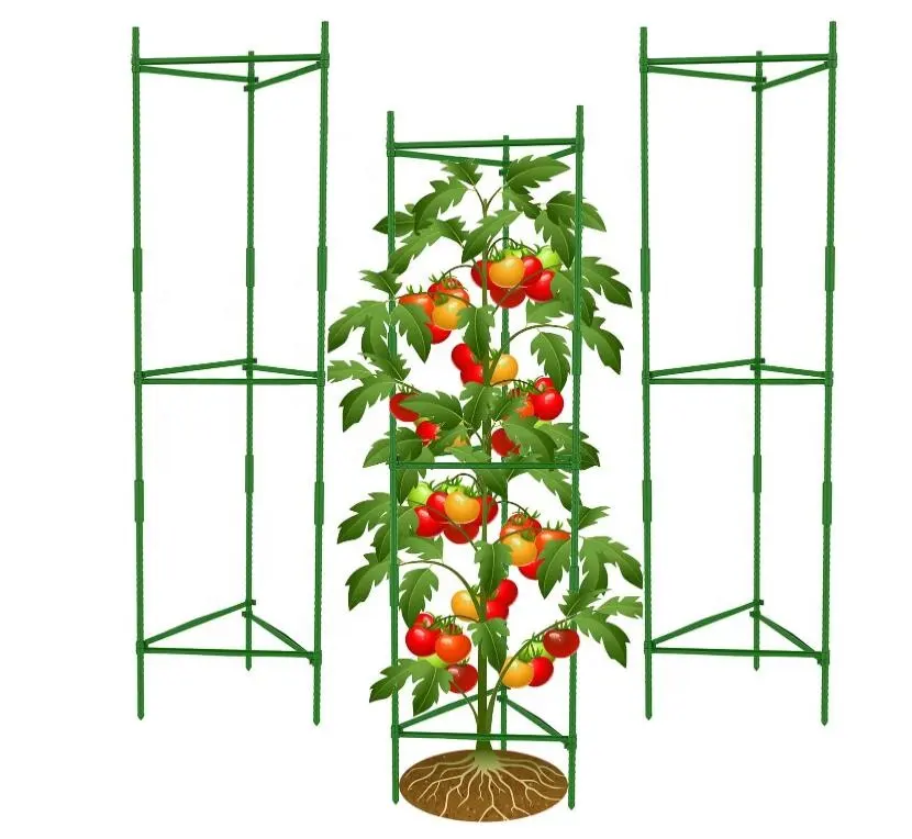 Prendedores de tomate de plástico, venda quente, qualquer lugar, jardim, planta de metal, suporte, metal, gaiola de tomate