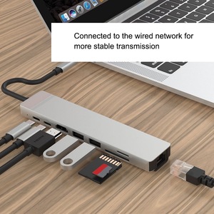 笔记本电脑扩展坞电脑配件多功能8合1 Usb c型集线器适配器 - Product Image 4