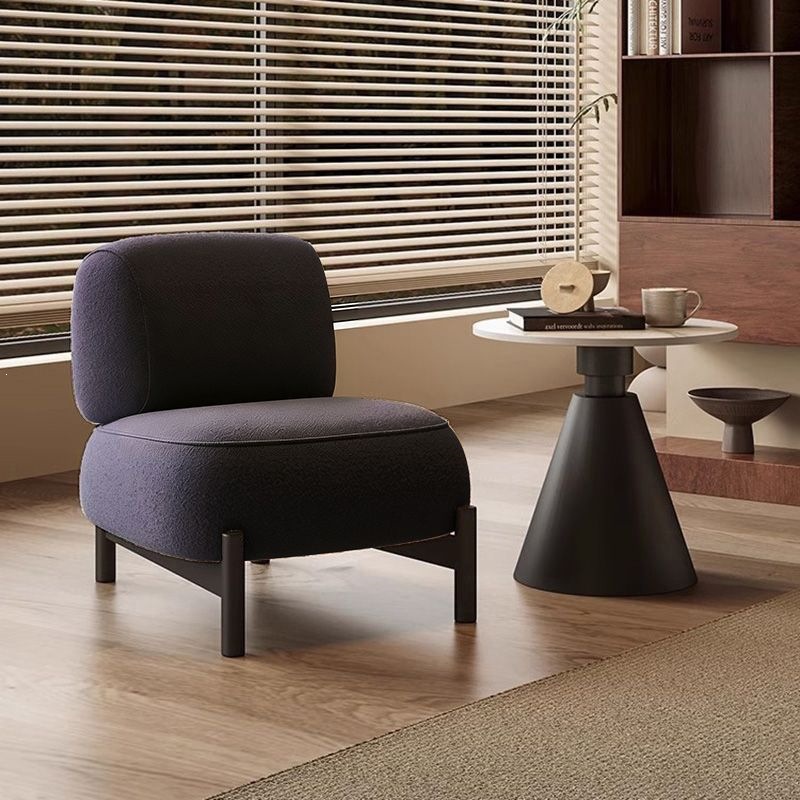 Fauteuil individuel en laine d'agneau bleu marine - sans coussin