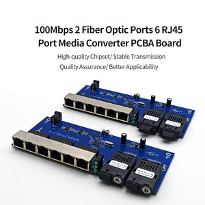 10/100Mbps Fiber Switch 6 RJ45 UTP 2 SC 155M Fiber Port Fast Ethernet PCBA Fiber Optical Media Converter 2F6E